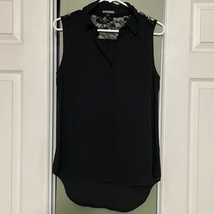 Express Button Down Tank Top, Open Lace Back, Women’s Small, Excellent Condition